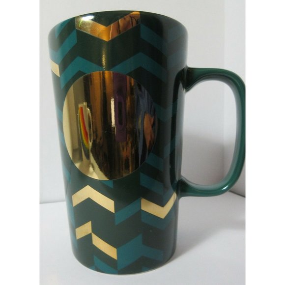 Starbucks 2014 Dot Collection Green Gold Mug 16 oz - Picture 1 of 6